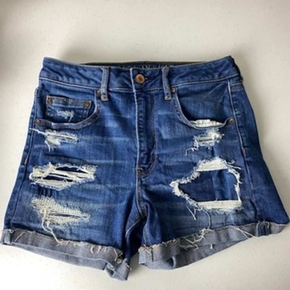American Eagle Shorts Distressed Super Hi Rise Shortie Womens 6‎